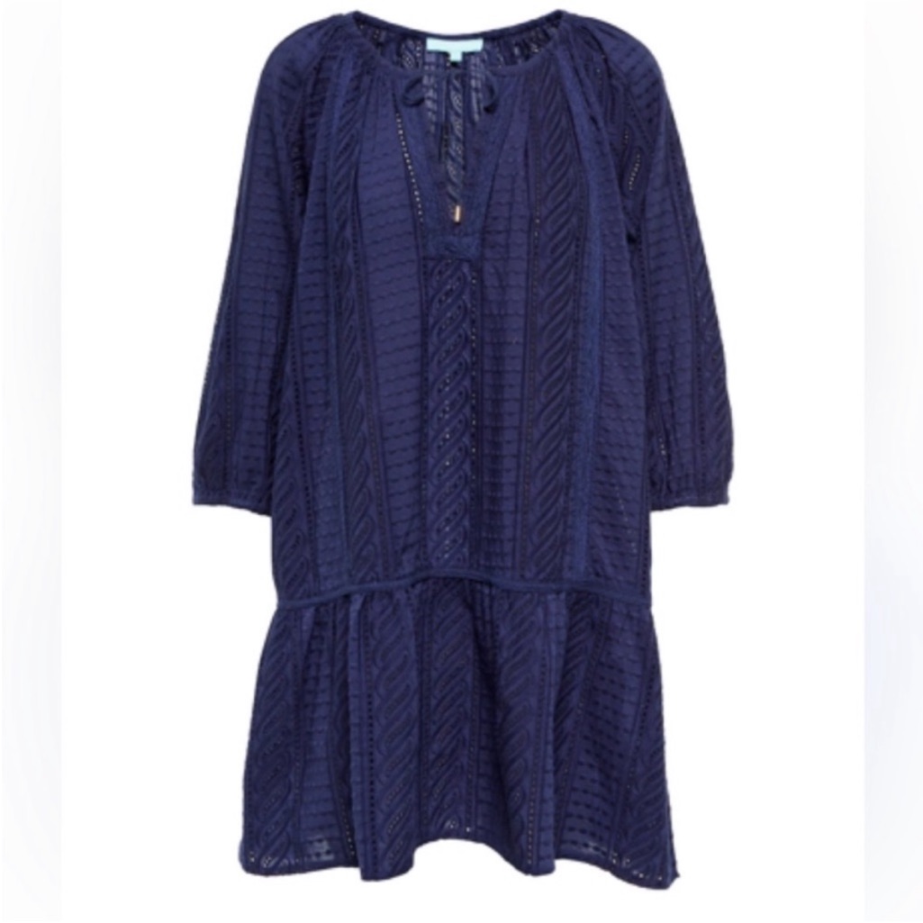 Melissa Odabash Ashley Embroidered Mini Dress Swim Coverup In Navy Sz Xs Nwt